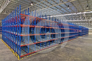 Storage system shelving metal pallet racking in warehouse photo