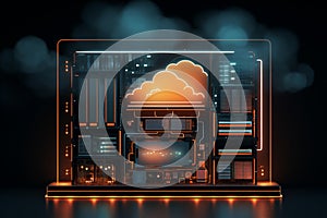 Cyber database technology connect business cloud storage networking data concept web system security