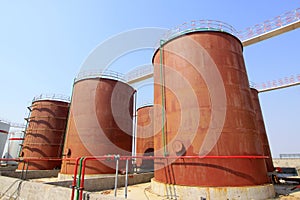 Storage tanks in a chemical plant