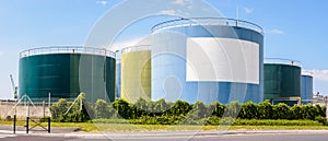 Storage tanks in an oil terminal