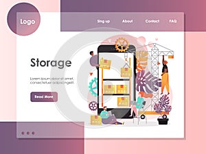 Storage vector website landing page design template