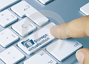 Storage virtualization - Inscription on Blue Keyboard Key