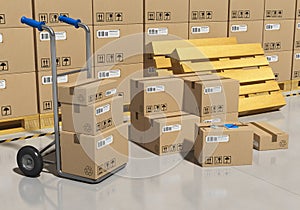 Storage warehouse with packaged goods photo