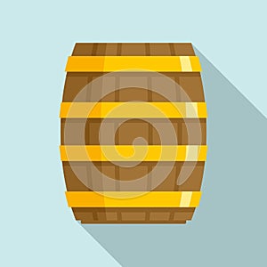 Storage wood barrel icon, flat style