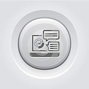 Store Analytics Icon. Grey Button Design