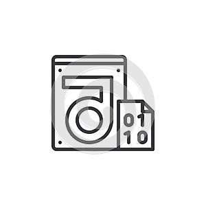 Store binary file with hard drive disk line icon