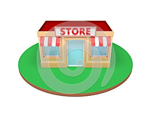 Store building. Colored 3d illustration