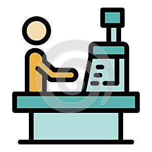 Store cashier icon color outline vector