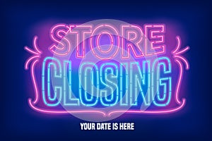 Store closing vector banner, illustration