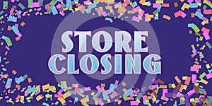 Store closing vector illustration with abstract background