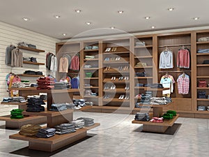 Store with clothes, 3d illustration