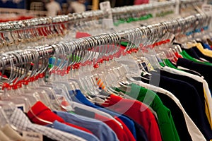 Store Cloths Hangers on Rail photo