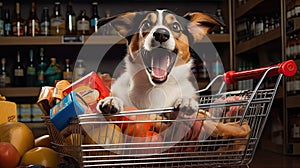 store dog shopping cart