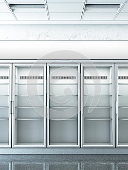 Store with an empty fridge