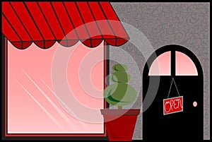 Store Front with Red Awning