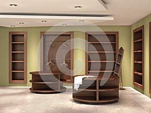 Store inside empty, 3d illustration