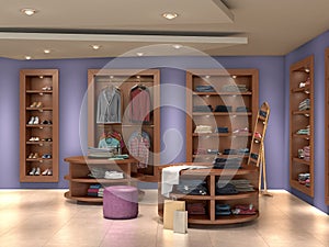 Store inside full, 3d illustration