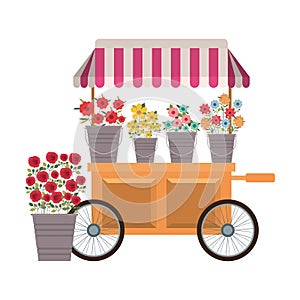 Store kiosk with flowers isolated icon
