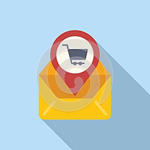 Store locator mail info icon flat vector. Geo retail