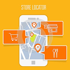 Store locator tracker app and mobile navigation