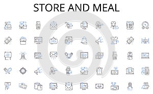 Store and meal line icons collection. Diplomacy, Leadership, Governance, Strategy, Policy, Negotiation, Unity vector and