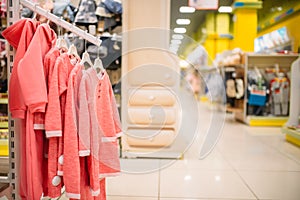 Store for newborns, showcase in cloth department