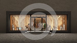 Store night exterior , 3d illustration