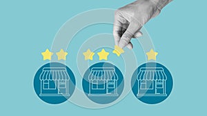 Store rating. Reputation and feedback. Evaluation of shops. Assessment of quality and service