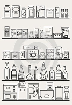 Store shelves with goods