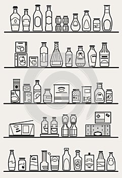 Store shelves with goods