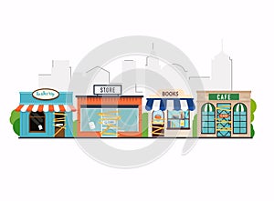 Store shop, cafe, book shop, bakery is closed/bankrupt. Flat design modern vector business concept