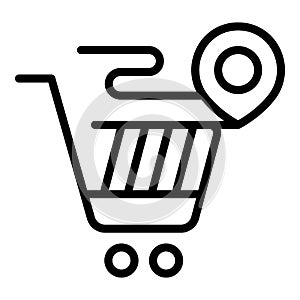 Store shop cart icon outline vector. Pin point
