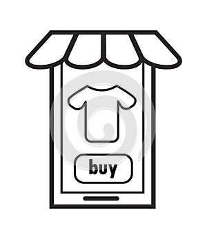 Store, shop icon vector set. Mini-market, shopping symbol in outline style. Online sale, customize and buy sign for