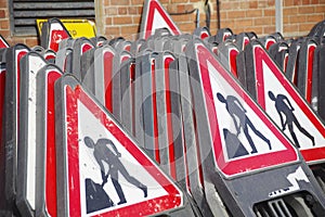 A Store of Triangular Road Warning Signs