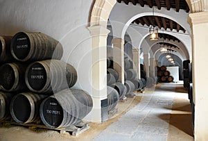 Sherry barrel store in Jerez de la Frontera in Andalusia, Spain