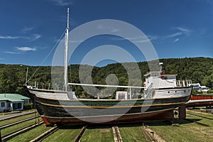 Stored Boat in Shipyard