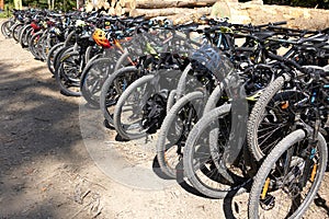 Stored Mountain Bikes during Duathlon Race, Velka Fatra, Slovakia