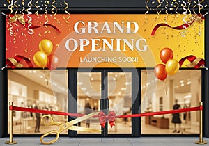 Storefront display announcing a 