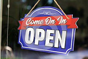 Storefront Open Sign Through Window