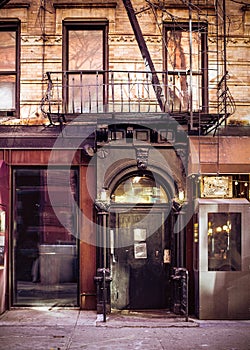 Storefronts from old New York City building exterior