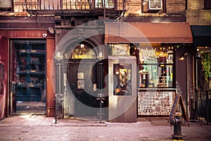 Storefronts from old New York City building exterior