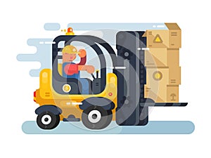 Storekeeper loader forklift flat design