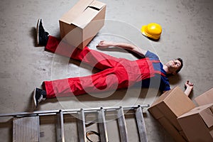 Storekeeper lying on the floor