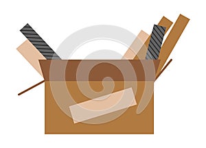 Storeroom icon or household equipment. Box with instrument. Must have symbol. Vector illustration in flat style