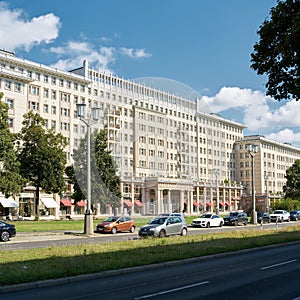 Stores and apartments in Karl-Marx-Allee in the center of Berlin