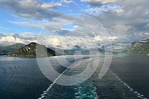 Storfjord from deck of cruise ship, Norway - Scandinavia