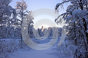 Storforsen in a fabulous winter landscape photo