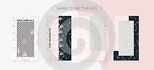 Stories Template Cool SMM Vector Layout. Social Media Blogger Cards Set. Textured Apps Design Pack. Minimal App Kit, Pink White