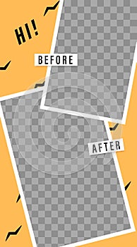 Stories template. Before and After. Mockup for photo isolated on transparent background