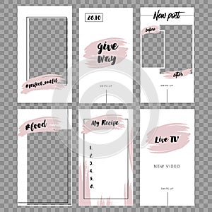 Stories template. Set photo frame. Mockup for photo isolated on transparent background